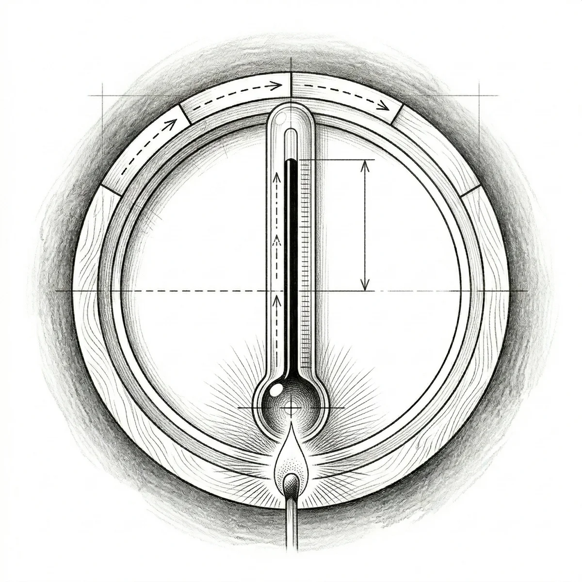 Thermometer heated by a match