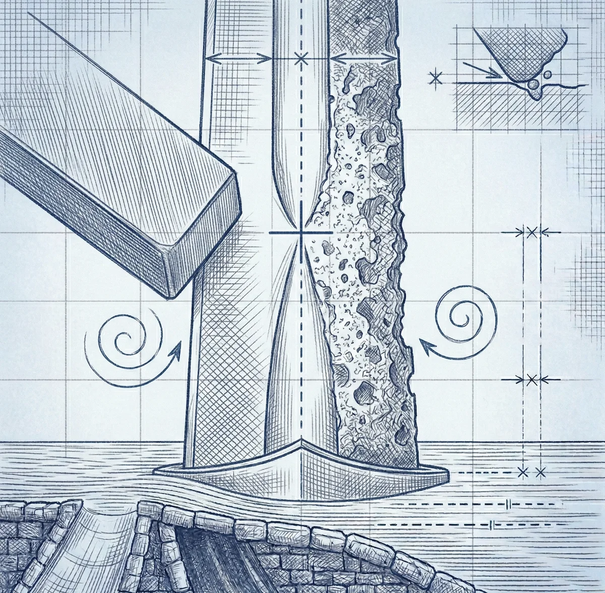 Sword simultaneously sharpening and rusting